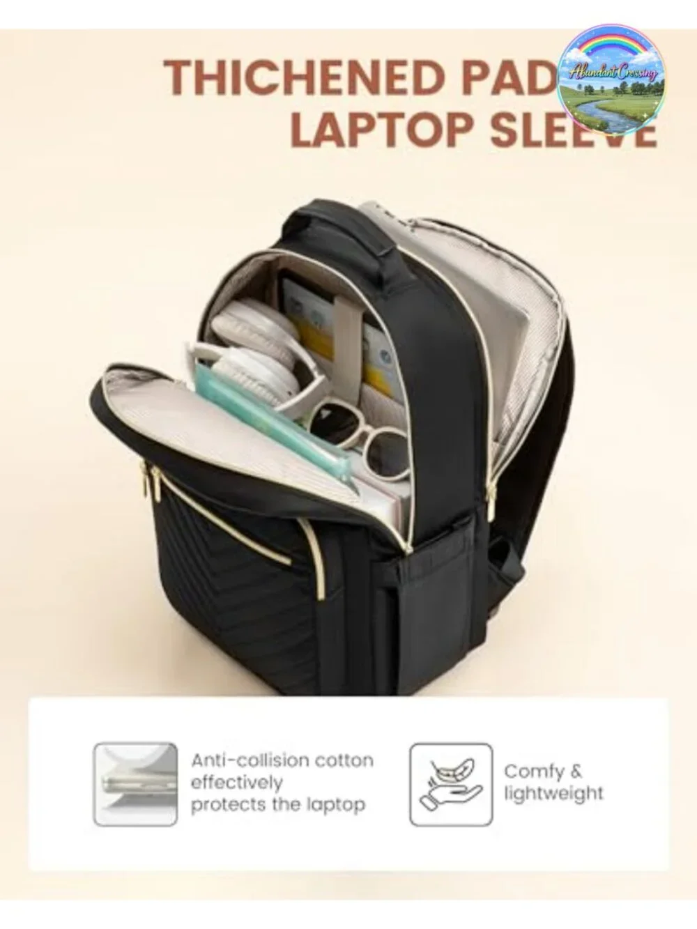 LOVEVOOK Laptop Backpack Quilted Nylon Work Travel College Bag